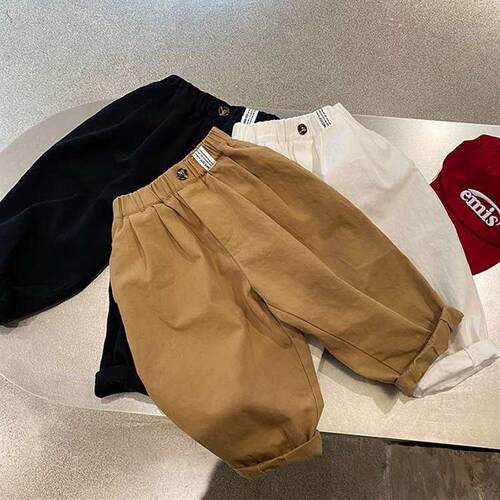 Childrens Pants Boys and Girls Spring All-match One-button