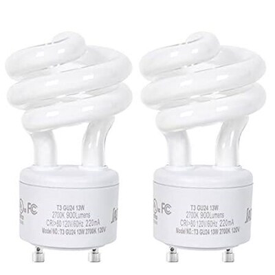JACKYLED UL-Listed GU24 CFL Light Bulbs, T3 13W 2700K War