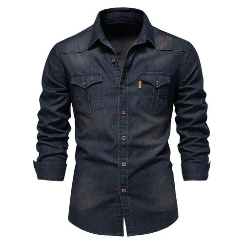 2024 foreign trade trend new US size denim no ironing shirt