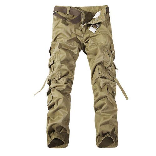 Mens Work Pants 2025 Solid Color MultiPocket Casual Loose La