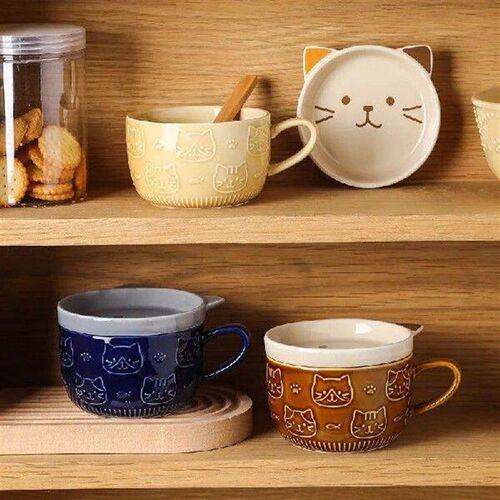 Japanese Ceramic Cartoon Cat Mug Cute Breakfast Milk Cup
