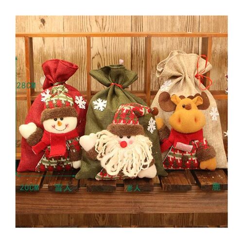 1Pc Christmas Packing Gift Bag Santa Claus Snowman Elk Candy