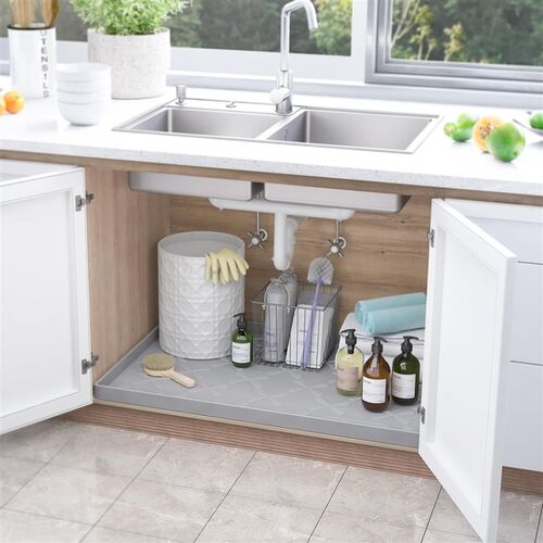 Under Sink Mat Silicone Protector Drawer Shelf Cabinet Liner