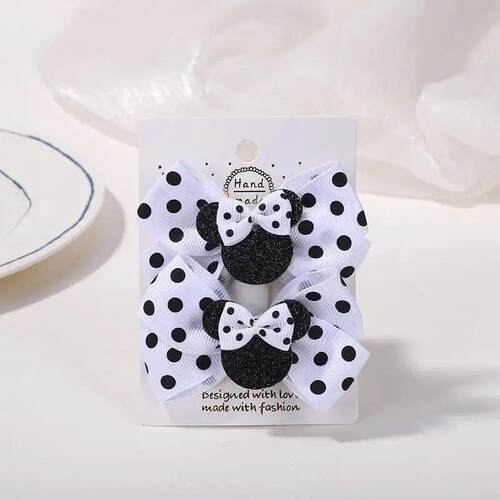 2Pcs Bows Hair Bangs Clip for Little Girls Cartoon Party Hea