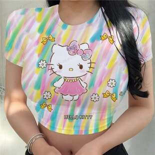 Kitty Printed Women T-shirts Harajuku 2023 New Tops Casual T