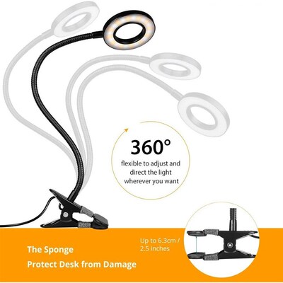 360 Flexible 48 LEDs Clip on Desk Lamp Gooseneck Reading T