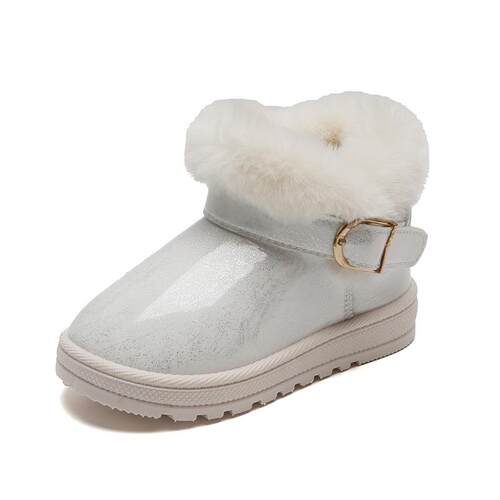 Solid lor All-match Girls Waterproof Bright Snow Boots Boys