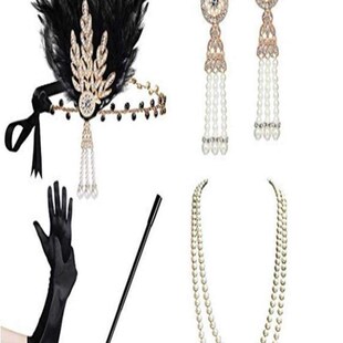Party Gatsby Great Headband Accessories Set Costume 1920s