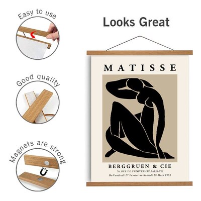 1PC Magnetic Wooden Picture Hanger Frames Poster Photos Wall