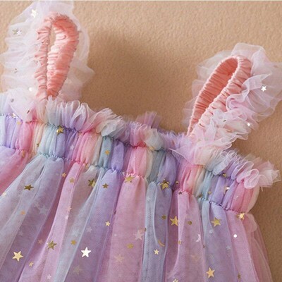 Toddler Baby Girl Dress Rainbow Sequins Tulle Tutu Vestidos