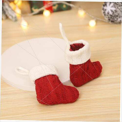 Cartoon striped knitted Christmas stocking cutlery cover