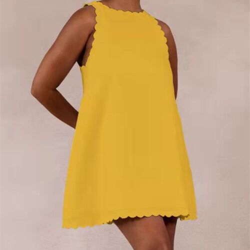 New Women Caual Cotton Linen olid Color Dre Embroidered Ruf