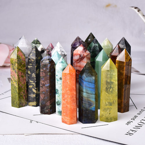 1PC Natural Stones Crystal Point 36 Color Tower Amethyst Ros