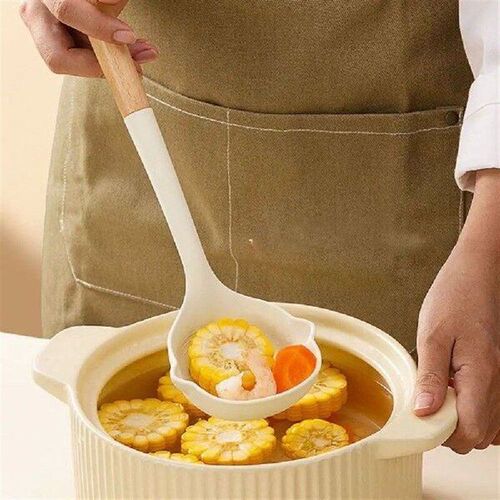 Silicone Cooking Spatula Set Wood Long Handle Heat