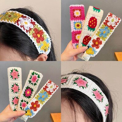 Knit Embroidery Magic Tape Headband for Women - Spring and S