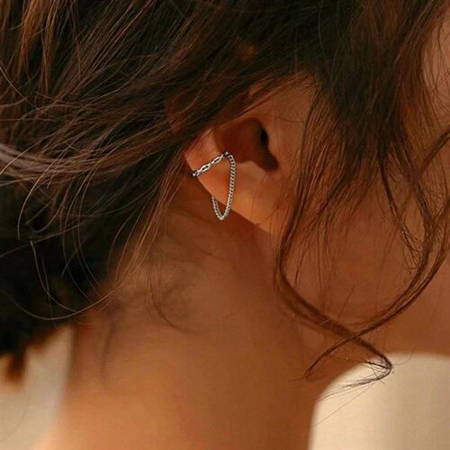 French Vintage Chain Tassel Ear Cuff Womens Simple Stylish V