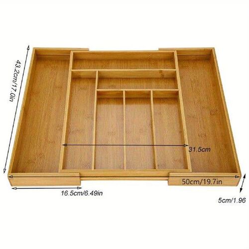 Bamboo Expandable Cutlery Drawer Organizer - Kitchen