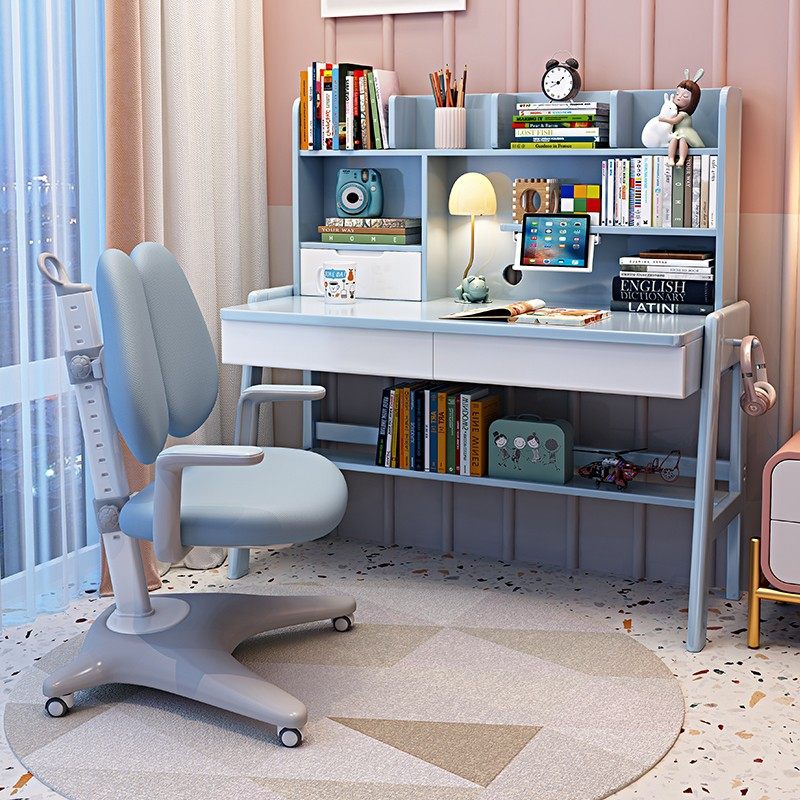可升降儿童学习桌椅装男孩实木书桌书架一体家用小学生写字桌子,住宅家具,儿童学习桌,淘宝优惠券,粉丝福利购,淘宝优惠卷