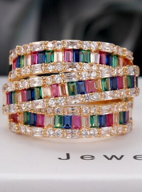 Bride Talk Luxury rendy Women Ring Colorful Cubic Zirconia W