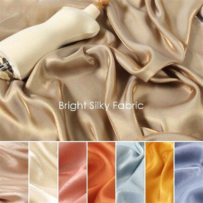 Colored Glaze Silk Satin Gradient Fabric Shiny Bright Silky