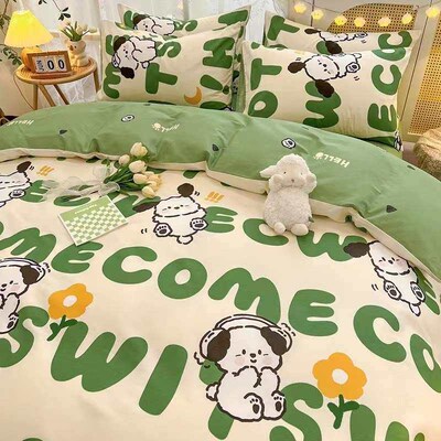 New ins cartoon cotton four-piece set small fresh 100 cotton