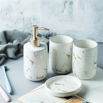 Imitation Marble Ceramic Bathroom Accessory Set Washing