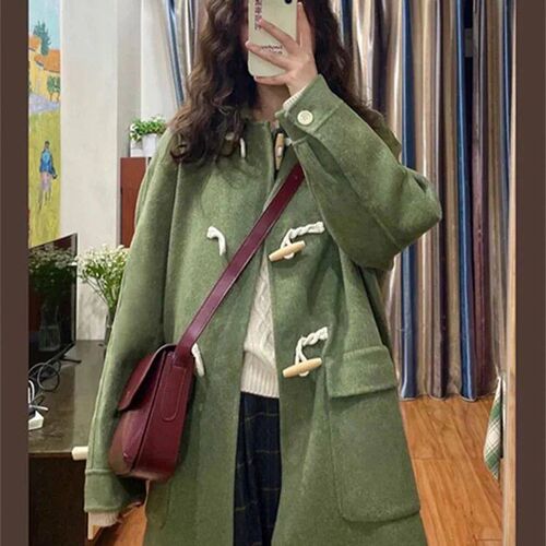 Cotvotee Solid Wool Coats for Women 2023 Autumn Winter New L