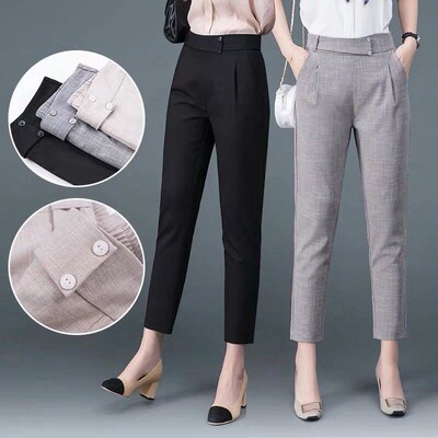 Summer Thin Ice Silk imitatoon Cotton and Linen Suit Pants W