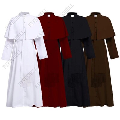 Medieval Clergyman Vestments Roman Priest Robe Cassock Costu