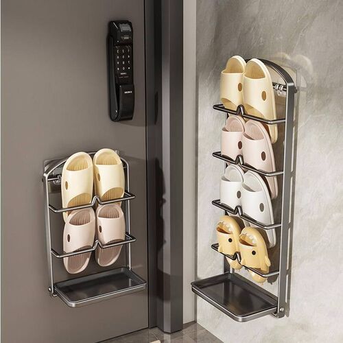Bathroom slipper rack no-drill wall-mounted storage shelf, s