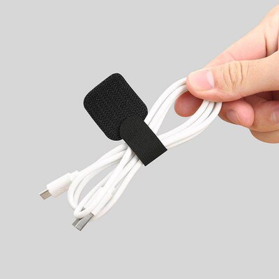 Self-adhesive hook and loop cable ties, no nails required, p