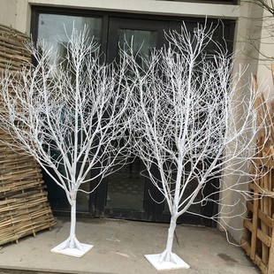 干树枝装饰枯枝白色树杆许愿树橱窗造景造型落地摆件婚庆路引道具