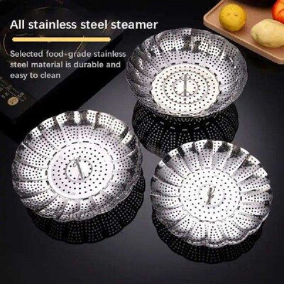 Thickened Stainless Steel Lotus Folding Steaming Tray with