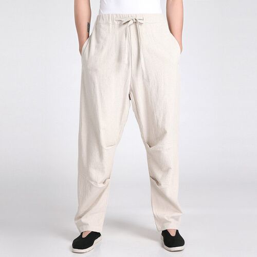 Chinese Style Linen 2607 Tang Mens Pants Middle-aged Long S
