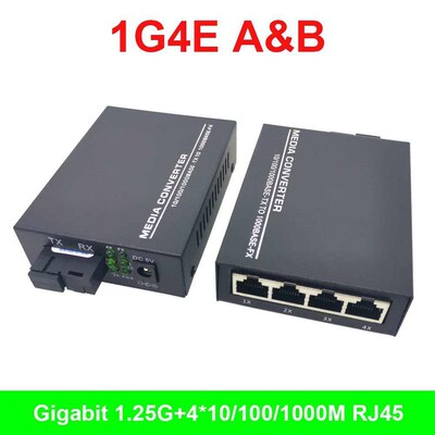 1G4E 1 pair 20KM Gigabit 4 Port Fiber optic gigabit ethernet