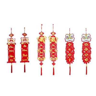Vietnamese New Year Red Hanging Couplets Door Sign Decor