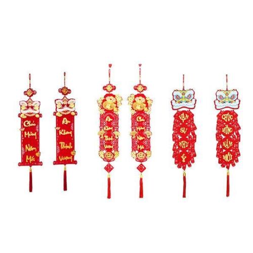 Vietnamese New Year Red Hanging Couplets Door Sign Decor