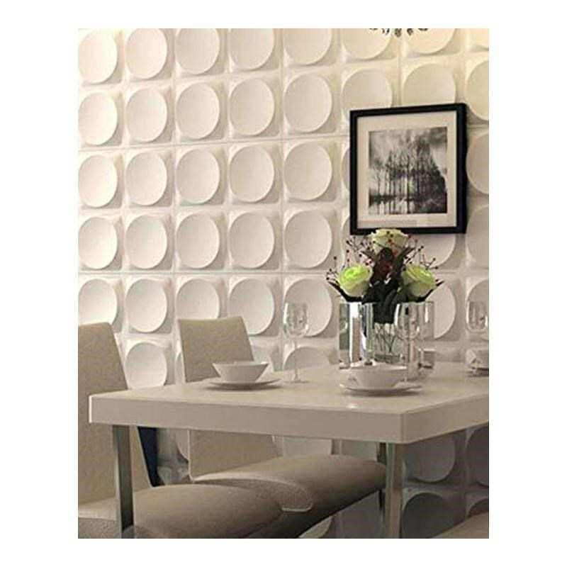 White 3D Wall Panels Modern Wall Decor Moon Surface Design 1