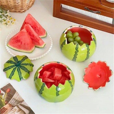 New Cartoon Watermelon Bowl Large Capacity With Lid Salad
