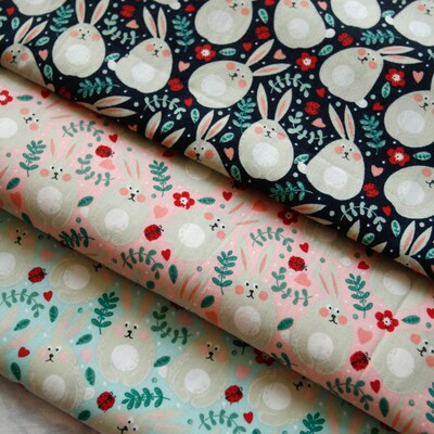 145x50cm Pastoral Floral Poplin Cotton Fabric DIY Childrens