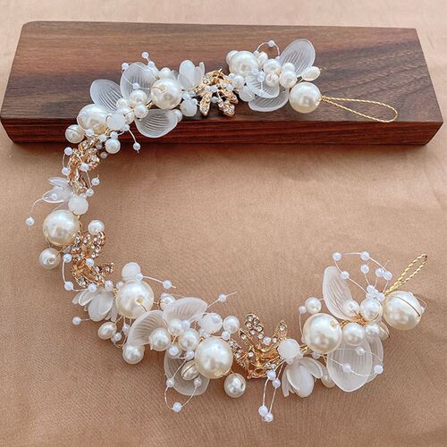 Elegant Girls Bridal Headband Imitated Pearl Hair Headdress