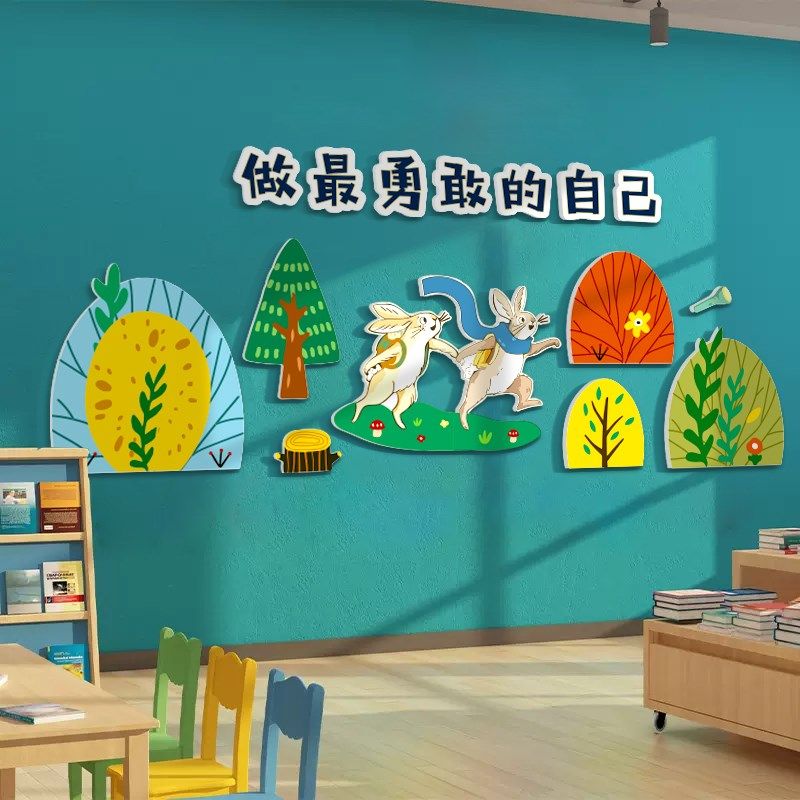 做最勇敢的自己环创图书角布置装饰绘本馆童阅读区幼儿园文化墙贴,家居饰品,软装墙贴,淘宝优惠券,粉丝福利购,淘宝优惠卷