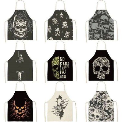 Skull Pattern Kitchen Apron Hairdressing Anti-fouling