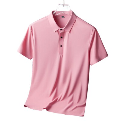 Short-sleeve Mens Summer Thin Ice Silk Traceless Polo Shirt