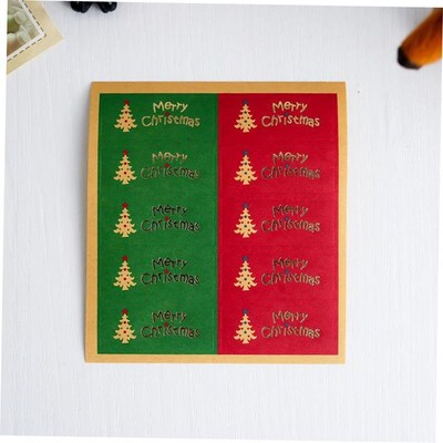 5pc kraft Christmas tree red green hot gold sealing stickers