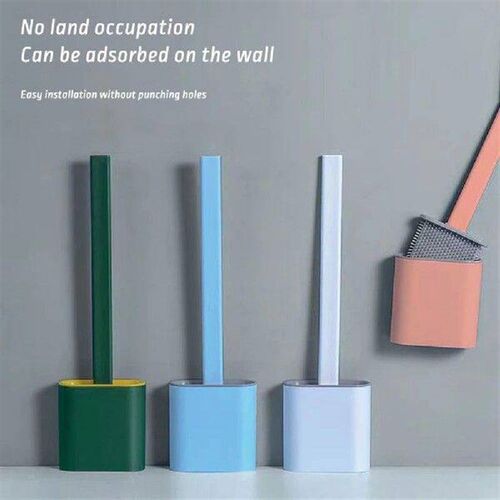 Long Handle Silicone Toilet Brush With Storage Rack