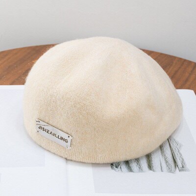 Retro Reverse Forward Cap Winter Wool Newsboy Beret Female F