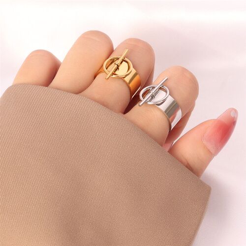 316L Stainless Steel Ring Geometry Lock Wide Ring Open Rings