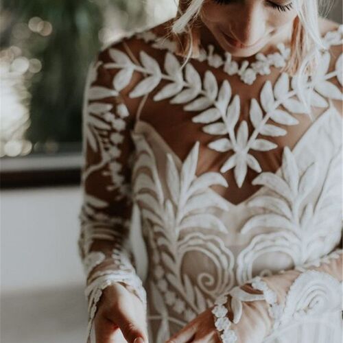 #4055 2 piece in 1 BOHO bohemian long sleeve destination Wed