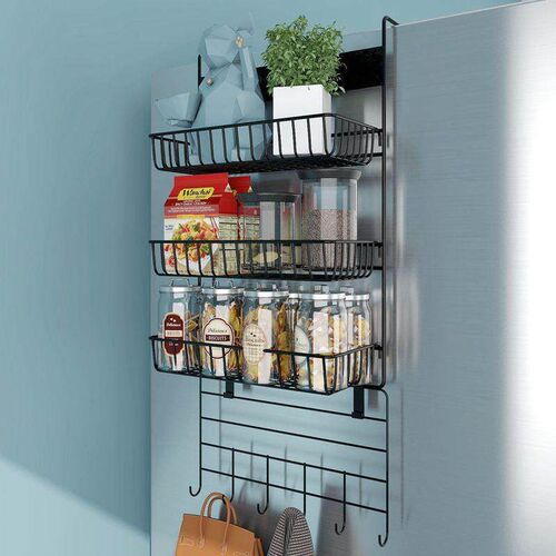 Refrigerator shelf side storage rack kitchen supplies wall